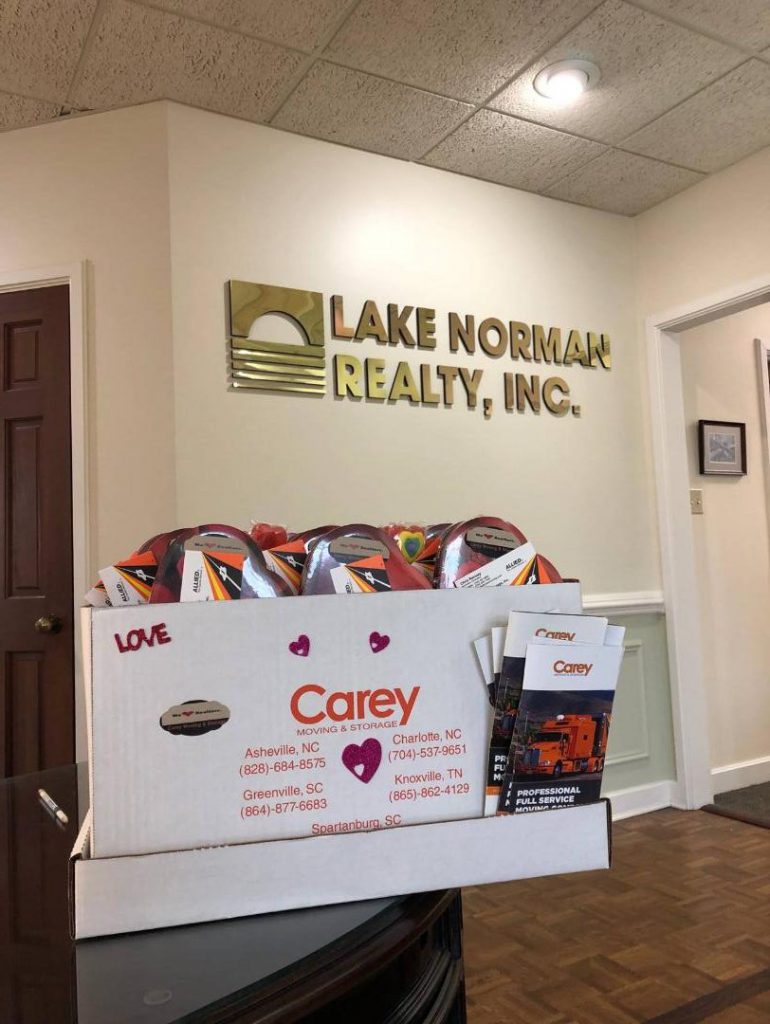 Carey Delivers Valentine box to Lake Norman Realty